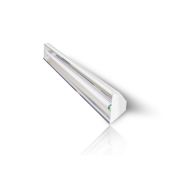 Fluorescent narrow wall wash fixture available with 1 lamp T5 or T8.